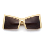 Womens Oversized Crop Bottom Square Thick Temple Cat Eye Plastic Sunglasses