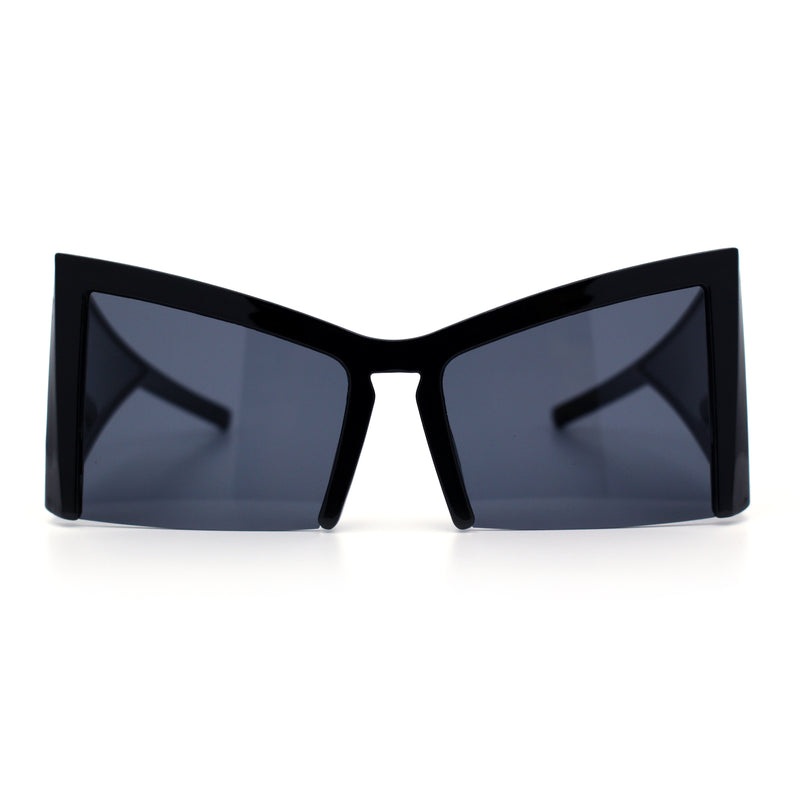Womens Oversized Crop Bottom Square Thick Temple Cat Eye Plastic Sunglasses