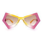 Womens Thick Plastic Bat Shape Tie Dye Color Retro Fashion Plastic Sunglasses