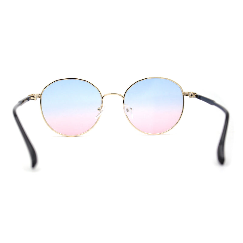Retro Pop Color Indi Dapper Metal Rim Round Sunglasses