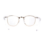 Mens Iconic Half Rim Hipster Fashion Glasses Clear Gold