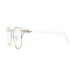 Mens Iconic Half Rim Hipster Fashion Glasses Clear Gold