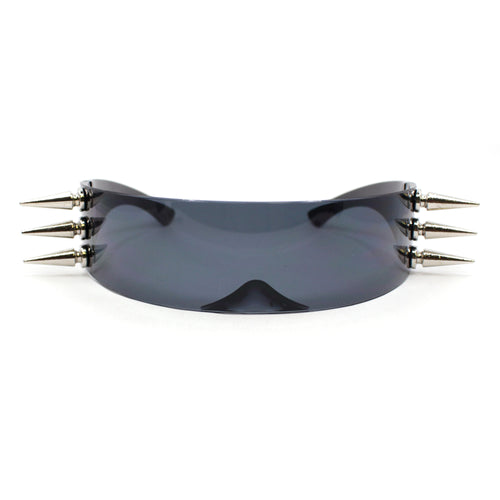 Apocalyptic Futurism Punk Metal Horn Stud Cyclops Shield Wrap Sunglasses
