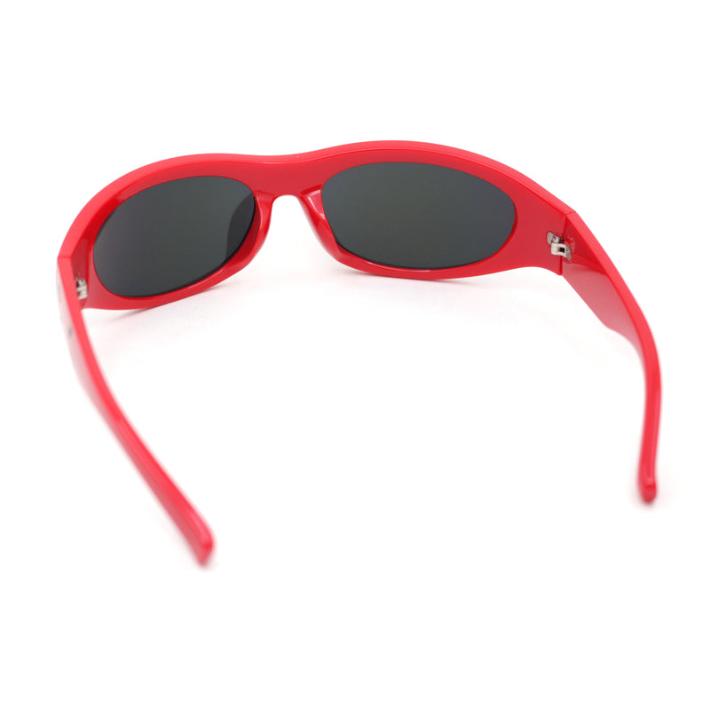 Classic 90s Style Sport Oval Round Plastic Sunglasses