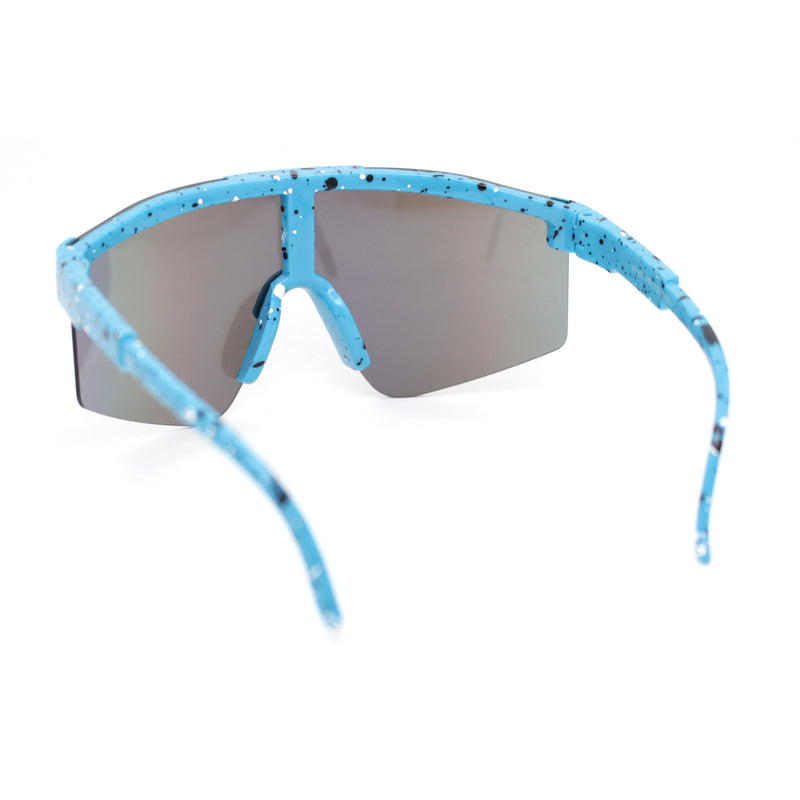 Boys Kids Size 80s Paint Splatter Oversize Rimless Sport Plastic Sunglasses