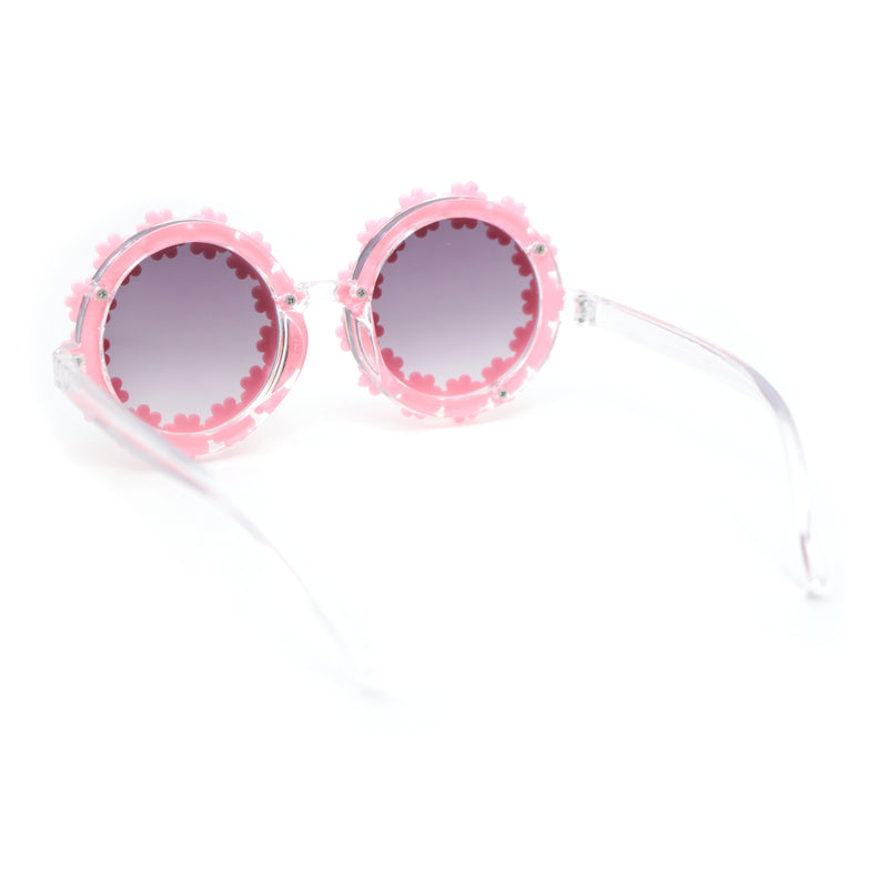 Girls Kids Size Daisy Jewel Trim Plastic Round Circle Lens Sunglasses