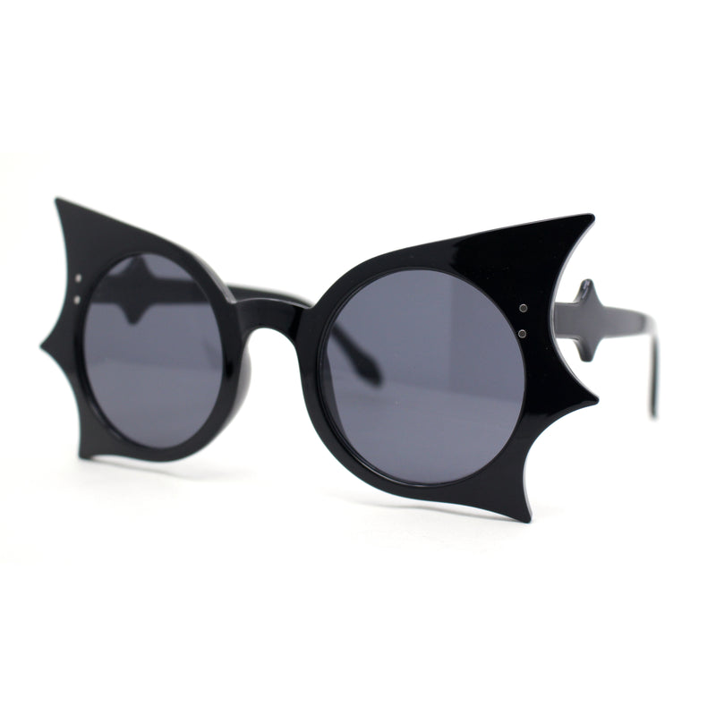 Womens Bat Wing Shape Round Circle Lens Plastic Sunglasses