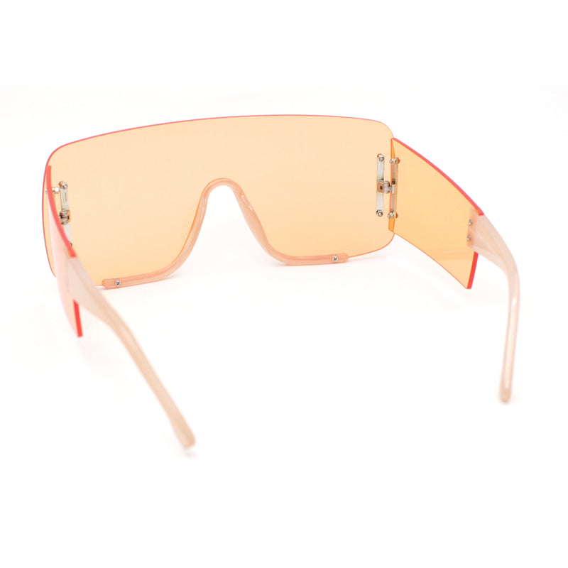 Oversized Rimless Full Lens Visor Temple Flat Top Racer Sunglasses