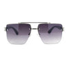 Manly Luxury Half Rim Mobster Rectangle Metal Rim Designer Fashion Sunglasses