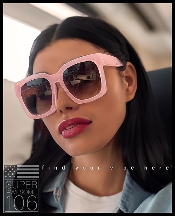Womens Boyfriend Style XXL Oversize Horned Rim Thick Plastic Sunglasses
