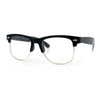 Mens Hipster Half Horn Rim Clear Lens Geek Fashion Eyeglasses Black Gold - Clear