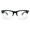 Mens Hipster Half Horn Rim Clear Lens Geek Fashion Eyeglasses Black Gold - Clear