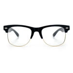 Mens Hipster Half Horn Rim Clear Lens Geek Fashion Eyeglasses Black Gold - Clear
