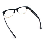 Mens Hipster Half Horn Rim Clear Lens Geek Fashion Eyeglasses Black Gold - Clear