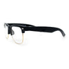 Mens Hipster Half Horn Rim Clear Lens Geek Fashion Eyeglasses Black Gold - Clear