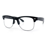 Mens Hipster Half Horn Rim Clear Lens Geek Fashion Eyeglasses Black Gold - Clear