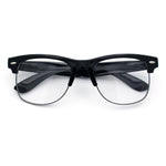 Mens Hipster Half Horn Rim Clear Lens Geek Fashion Eyeglasses Black Gold - Clear