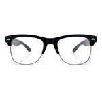Mens Hipster Half Horn Rim Clear Lens Geek Fashion Eyeglasses Black Gold - Clear