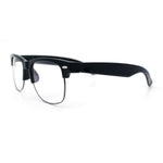 Mens Hipster Half Horn Rim Clear Lens Geek Fashion Eyeglasses Black Gold - Clear