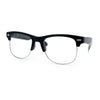 Mens Hipster Half Horn Rim Clear Lens Geek Fashion Eyeglasses Black Gold - Clear
