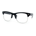 Mens Hipster Half Horn Rim Clear Lens Geek Fashion Eyeglasses Black Gold - Clear