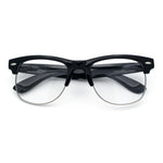Mens Hipster Half Horn Rim Clear Lens Geek Fashion Eyeglasses Black Gold - Clear