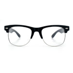 Mens Hipster Half Horn Rim Clear Lens Geek Fashion Eyeglasses Black Gold - Clear