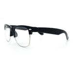 Mens Hipster Half Horn Rim Clear Lens Geek Fashion Eyeglasses Black Gold - Clear