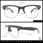 Mens Hipster Half Horn Rim Clear Lens Geek Fashion Eyeglasses Black Gold - Clear