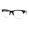 Mens Hipster Half Horn Rim Clear Lens Geek Fashion Eyeglasses Black Gold - Clear