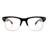 Mens Hipster Half Horn Rim Clear Lens Geek Fashion Eyeglasses Black Gold - Clear