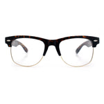 Mens Hipster Half Horn Rim Clear Lens Geek Fashion Eyeglasses Black Gold - Clear