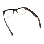 Mens Hipster Half Horn Rim Clear Lens Geek Fashion Eyeglasses Black Gold - Clear