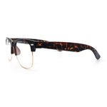 Mens Hipster Half Horn Rim Clear Lens Geek Fashion Eyeglasses Black Gold - Clear