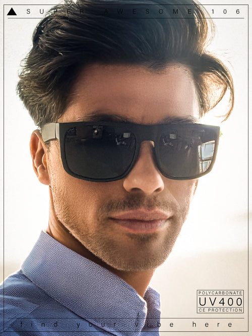 Mens Rectangular Matte Black Gangster Oversize Plastic Sport Sunglasses