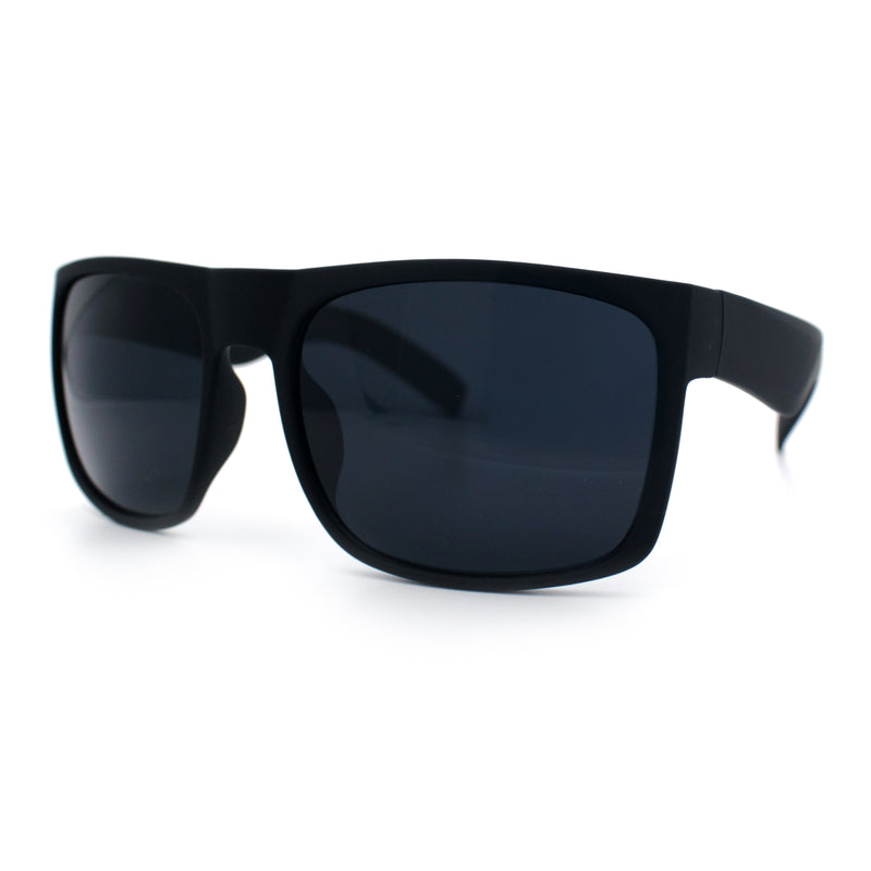 Mens Rectangular Matte Black Gangster Oversize Plastic Sport Sunglasses