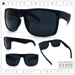 Mens Rectangular Matte Black Gangster Oversize Plastic Sport Sunglasses