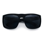 Mens Rectangular Matte Black Gangster Oversize Plastic Sport Sunglasses