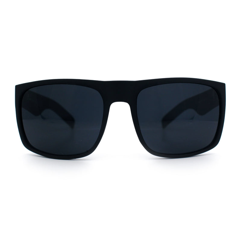 Mens Rectangular Matte Black Gangster Oversize Plastic Sport Sunglasses