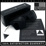 Mens Rectangular Matte Black Gangster Oversize Plastic Sport Sunglasses