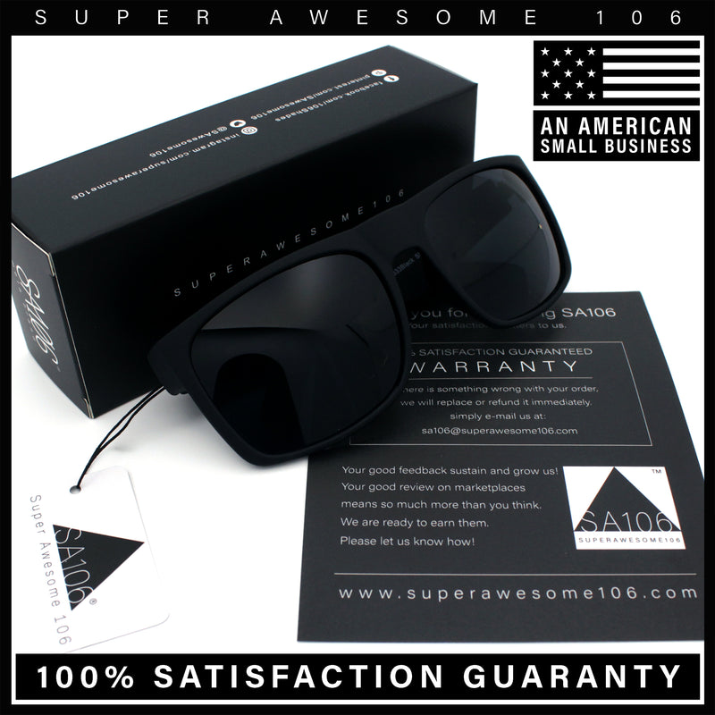 Mens Rectangular Matte Black Gangster Oversize Plastic Sport Sunglasses