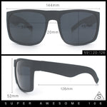 Mens Rectangular Matte Black Gangster Oversize Plastic Sport Sunglasses