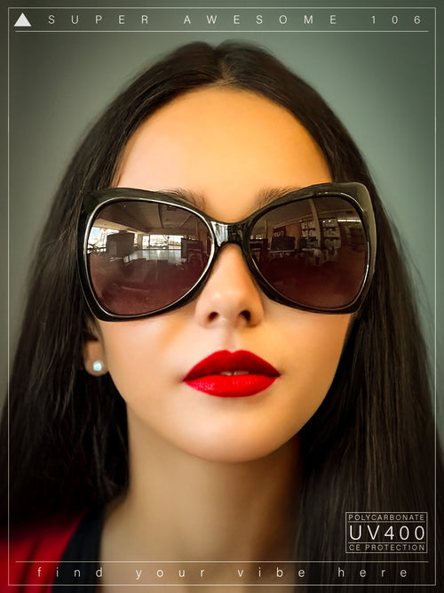 SA106 Womens Designer Fashion Oversized Butterfly Cat Eye Gradient Sunglasses Black