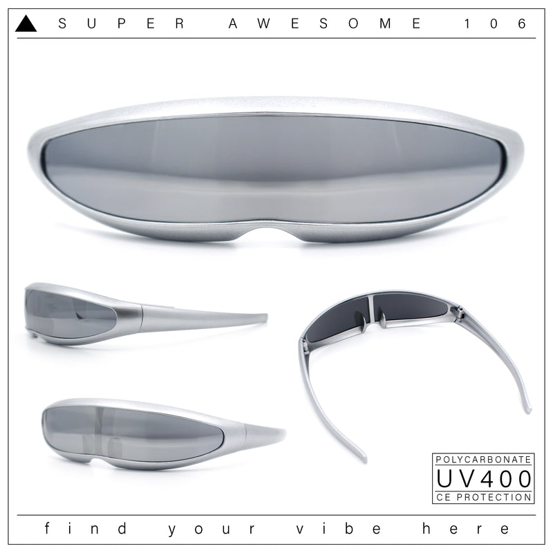 Mirror Lens Monolens Cyclops Robotic Futuristic Sunglasses