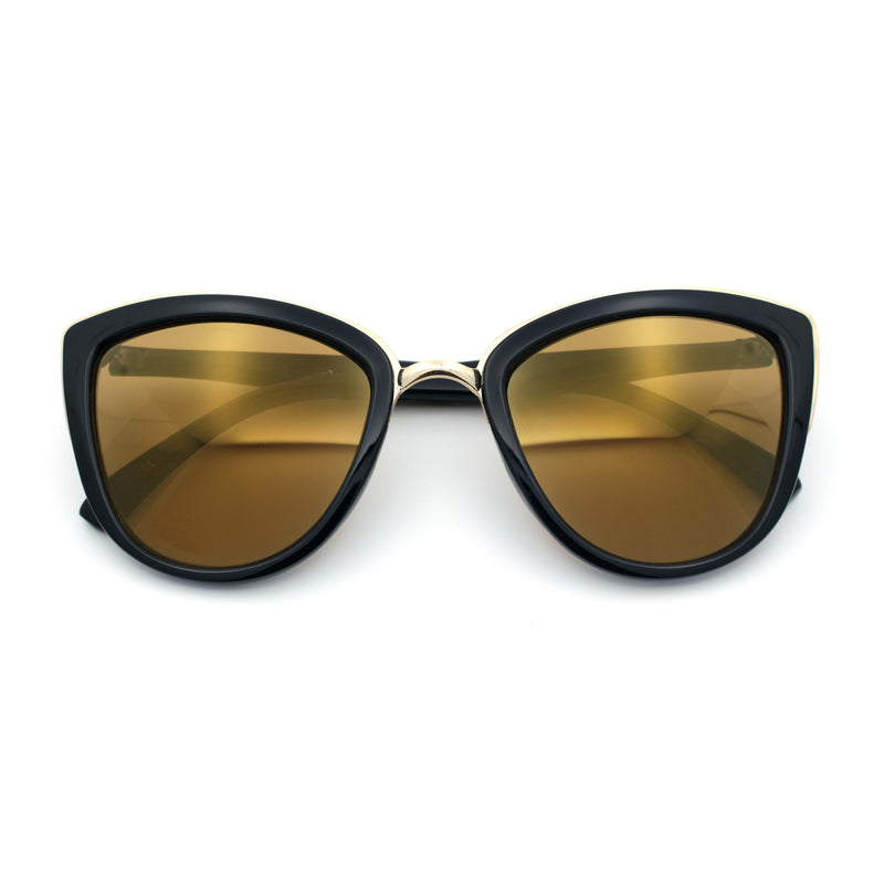 SA106 Womens Color Mirror Reflective Lens Oversize Cat Eye Sunglasses