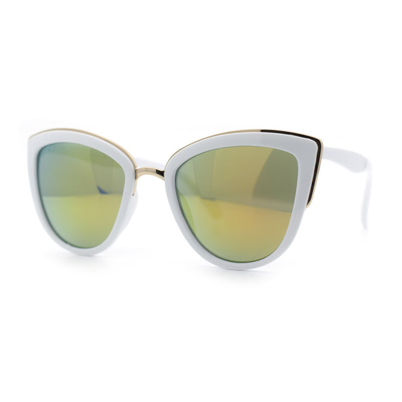 SA106 Womens Color Mirror Reflective Lens Oversize Cat Eye Sunglasses