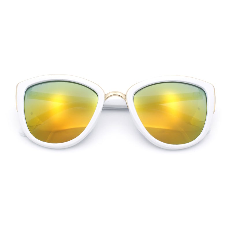 SA106 Womens Color Mirror Reflective Lens Oversize Cat Eye Sunglasses