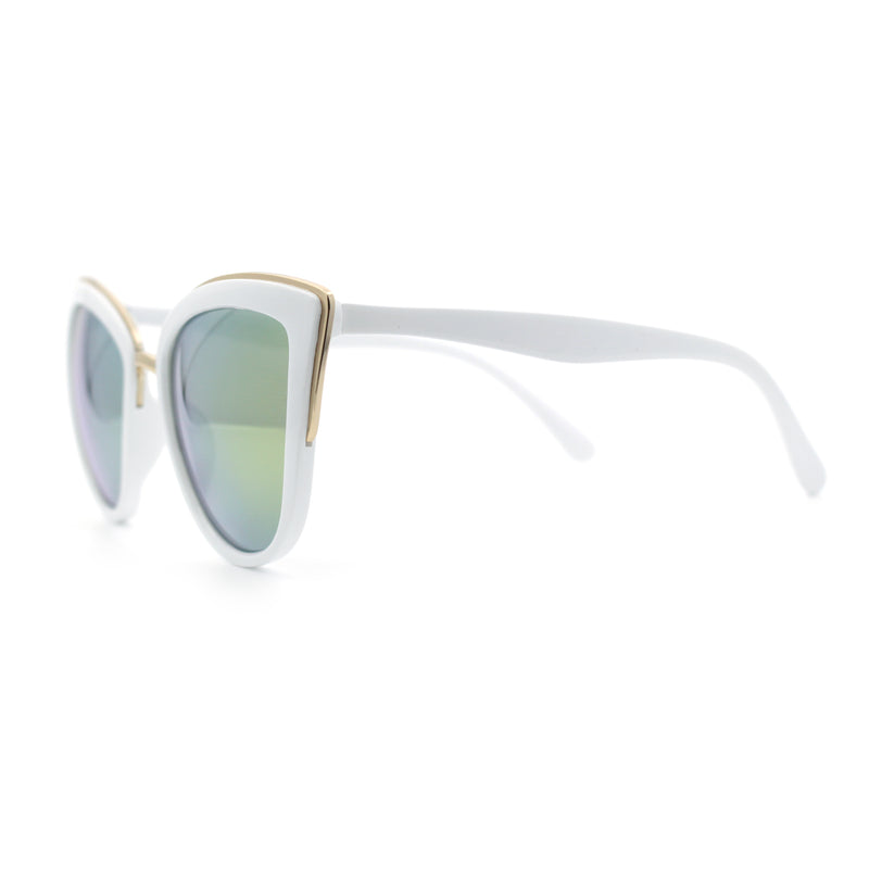 SA106 Womens Color Mirror Reflective Lens Oversize Cat Eye Sunglasses