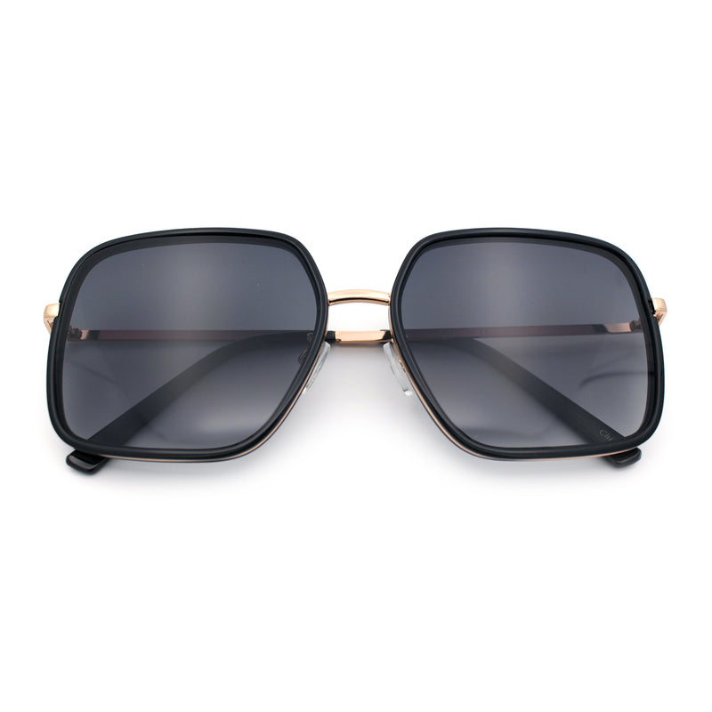 Womens Chic Oversize Double Rim Rectangle Butterfly Sunglasses