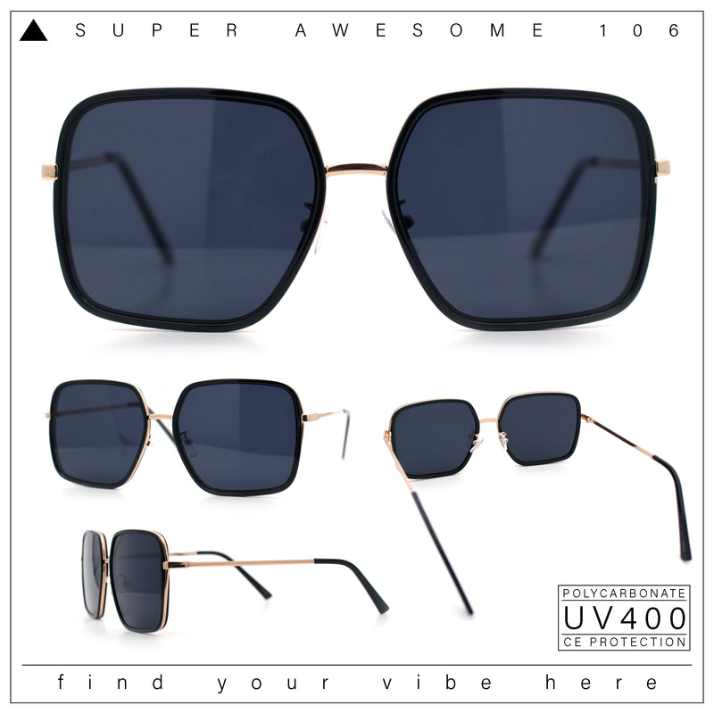 Womens Chic Oversize Double Rim Rectangle Butterfly Sunglasses